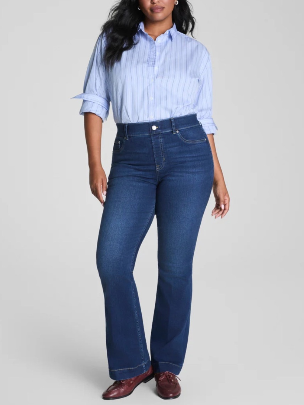 SPANX Pull-On Flare Jeans Shaping Stretch Medium Wash Size XL